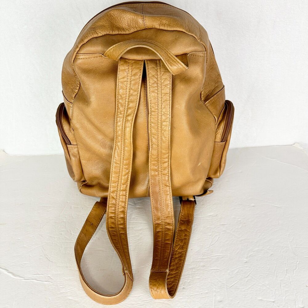 Vintage Sol Leather Backpack Purse Multi Pocket Supple Travel Unisex - Picture 2 of 11